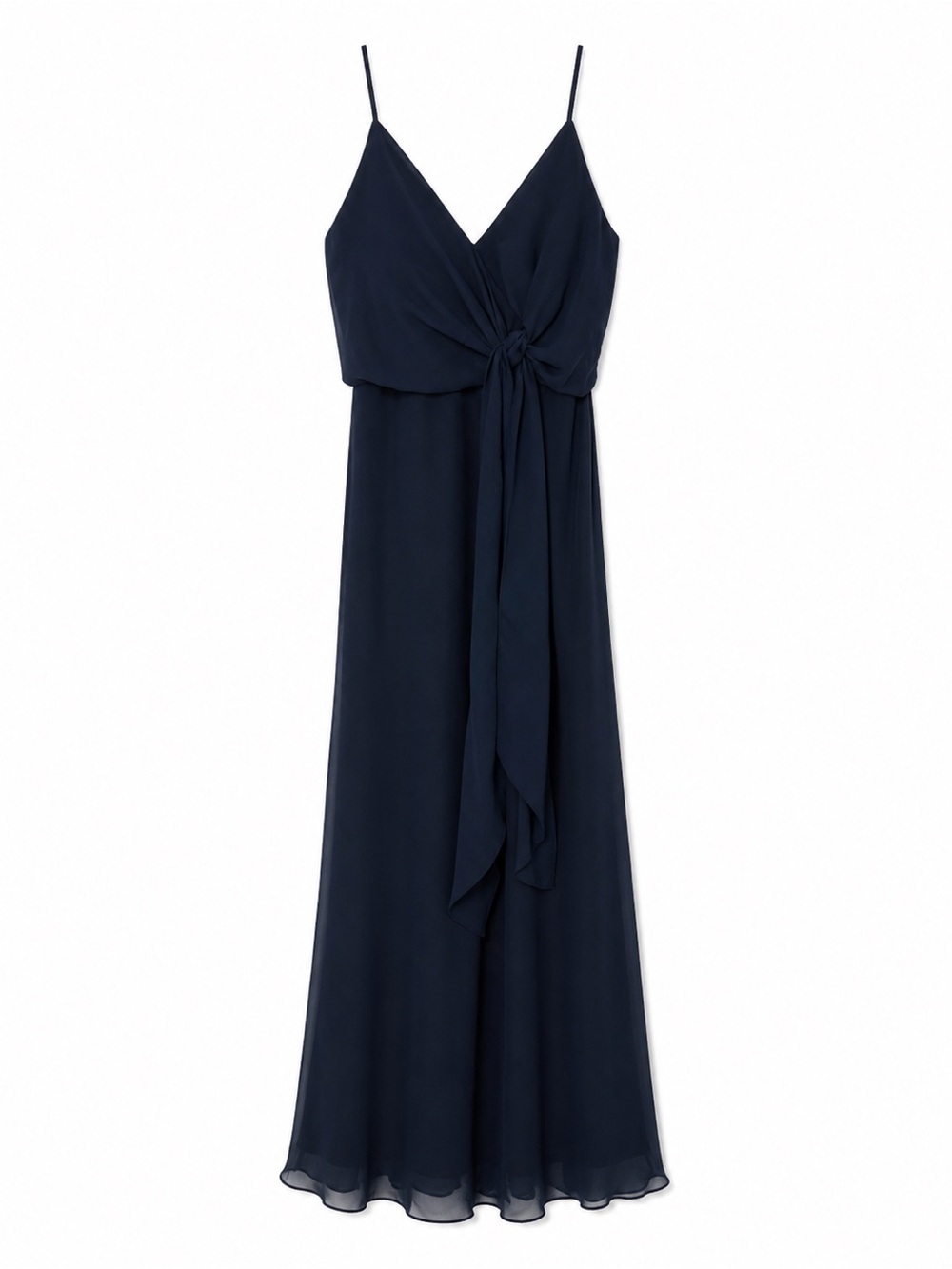 LEVKOFF Navy Chiffon Maxi Formal Dress Size 8 Bridesmaid Twist Front‎ Gown